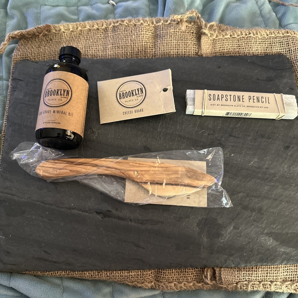 Brooklyn Slate Co Slate Cheese Board 14" x 10" With Accessories New